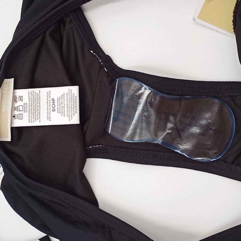 Michael Kors‎ Logo Ring Blouson Underwire Tankini Set Zebra Black S - Picture 15 of 16